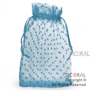 BOLSA ORGANZA CELESTE 20X25 LUNARES HS3978-3 x 1